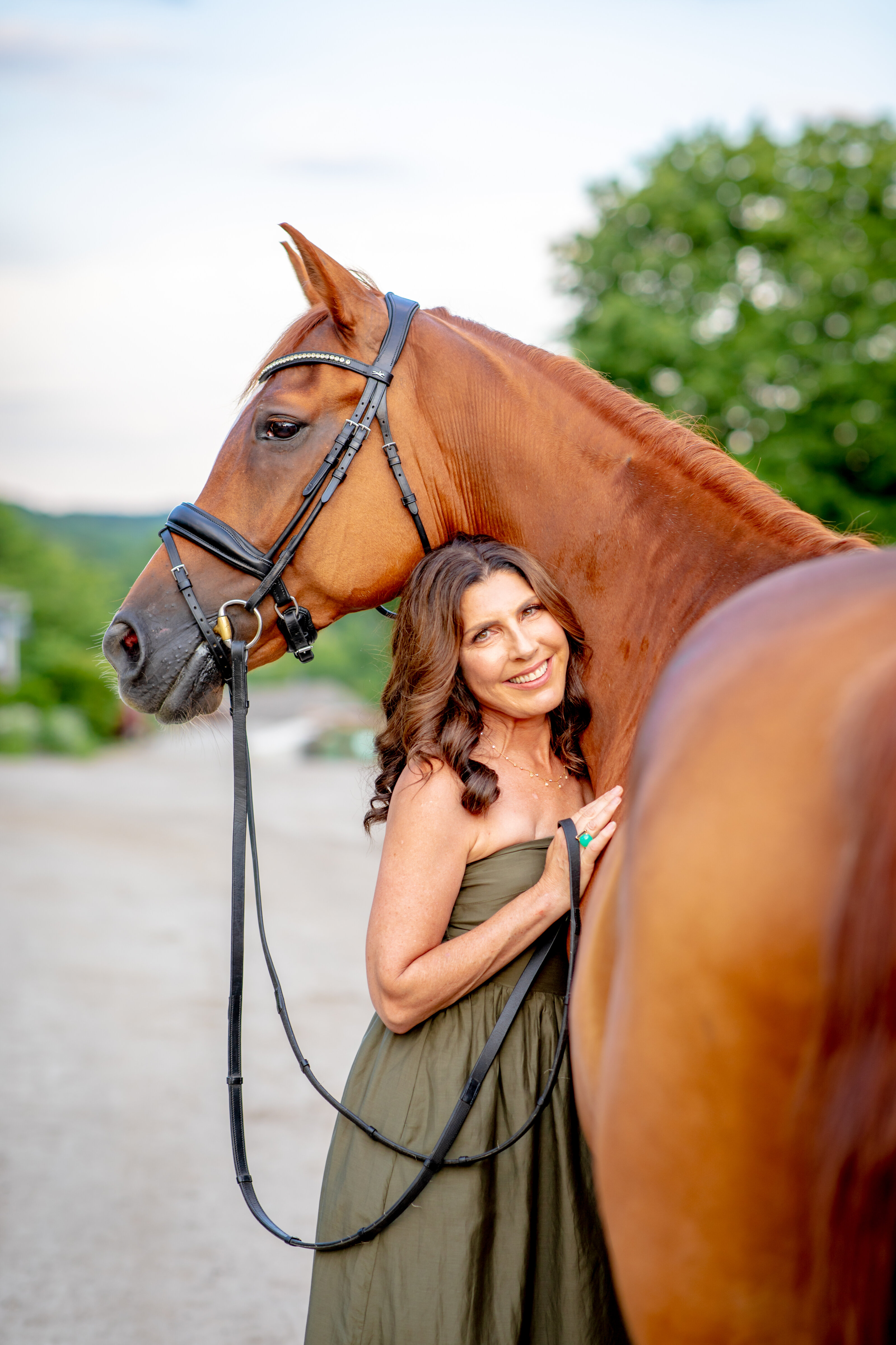 Horse and rider portrait in golden light